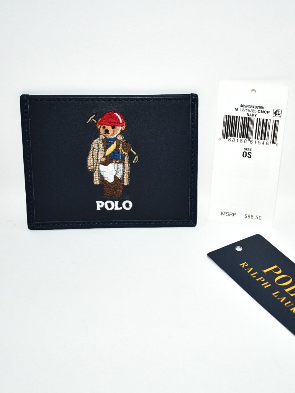 Polo Ralph Lauren Polo Bear Leather Card Case in Newport Navy #405P08102001 NWT